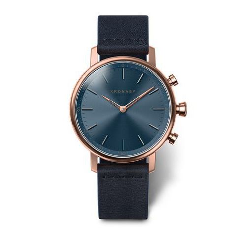 Montre Hybride Kronaby Carat bracelet bleu - cadran Bleu 38 mm