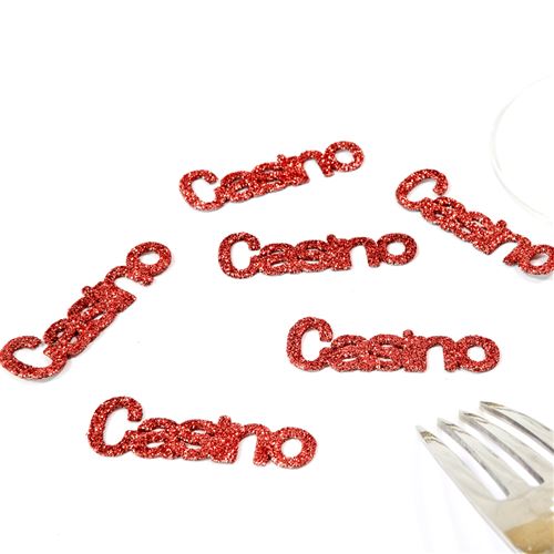 Lot de 60 Confettis de table thème Casino coloris Rouge - 5 x 1,5 cm