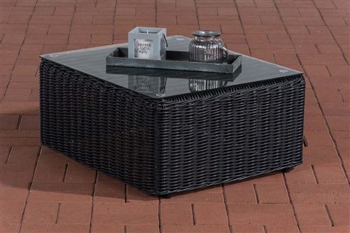Table basse de Jardin Marbella en polyrotin , Noir