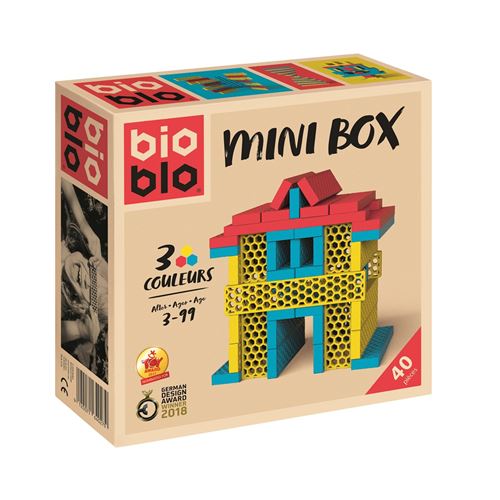 Jeu de construction 40 briques 3 couleurs MINI BOX BIOBLO Multicolore