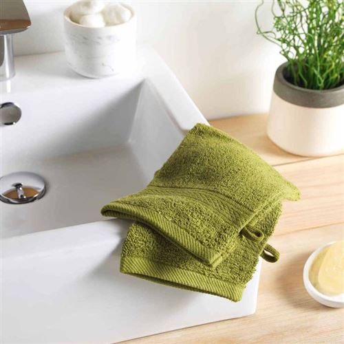 Paris Prix - Lot De 2 Gants De Toilette colors 15x21cm Pistache