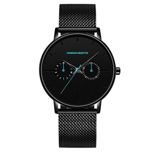 Montre à quartz HANNAH MARTIN Homme HM-150WNB - Noir&Bleu(40mm)