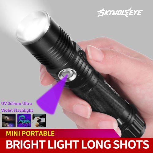 Lampe de poche LED tactique T6 + 365nm UV Ultra Viole Baton Torch Lumière Camping Lumière Kiliaadk402