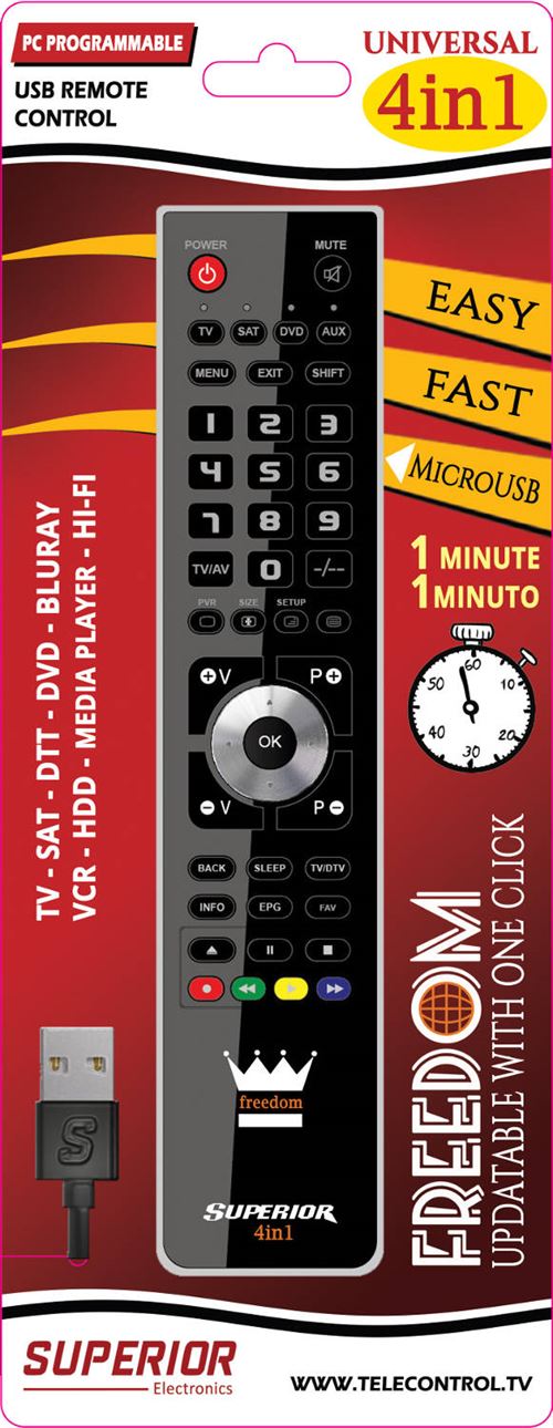 Superior Freedom Micro-USB 4in1 - Télécommande - infrarouge - noir
