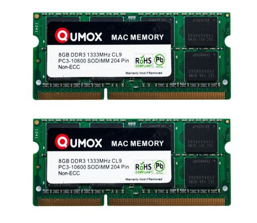 Qumox 16Go ( 2x 8Go ) 1333MHz DDR3 PC3-10600 - PC-10600 204 broches SO DIMM CL9 mémoire pour Apple Mac