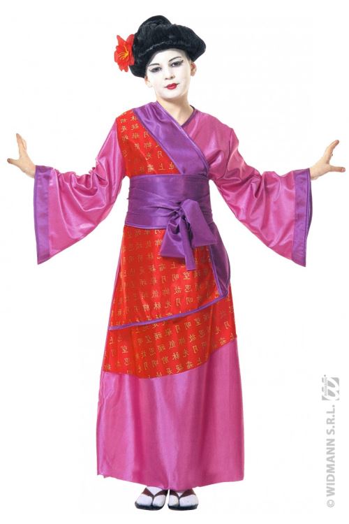 WIDMANN Costume Geisha Enfant - Rouge / rose / violet - 140 cm