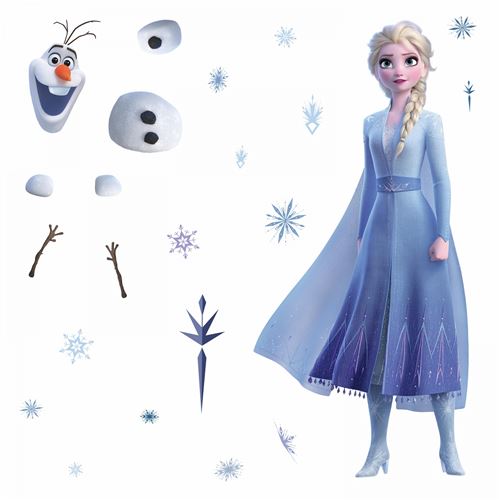 RoomMates stickers muraux congelés 2 vinyles Elsa et Olaf 26 pièces