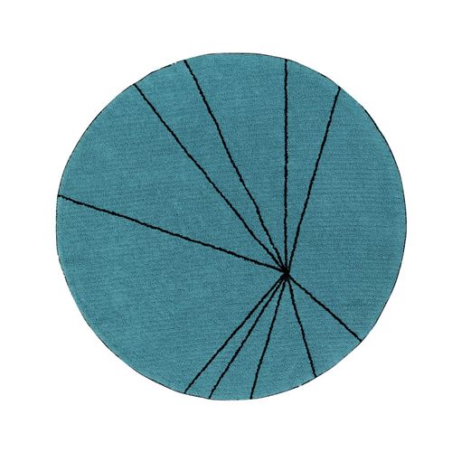 Tapis géométrique rond bleu pétrole trace lorena canals
