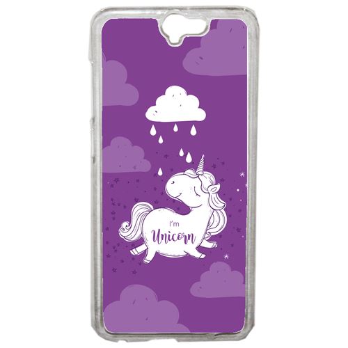 Coque Unicorne Nuage Fond Mauve Compatible One A9 Transparent