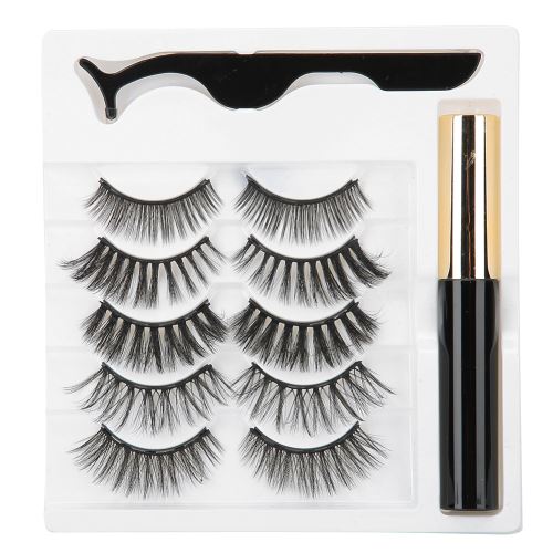Faux Cils 5 Paires Magnétique Liquide Eyeliner Pince À Épiler Cils - 005
