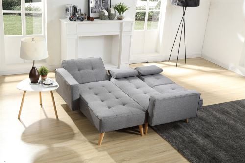 Lisea Canapé Dangle Réversible Convertible Gris Clair