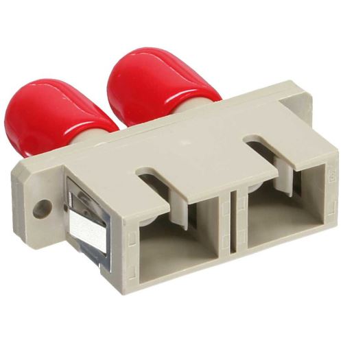 Adaptateur de fibre optique InLine® Duplex ST / SC, manchon métallique gris avec bride