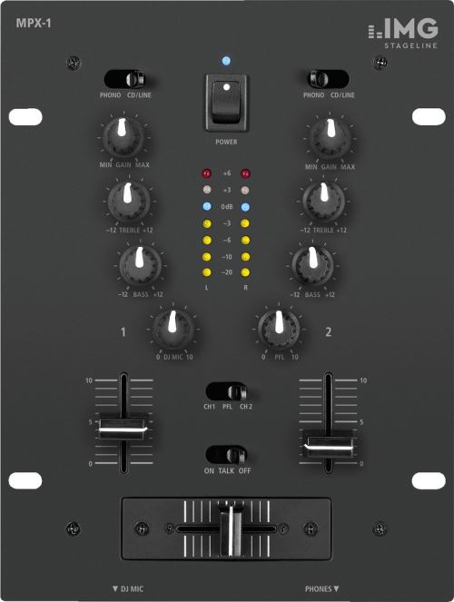 Table de mixage stéréo DJ Monacor MPX-1/BK