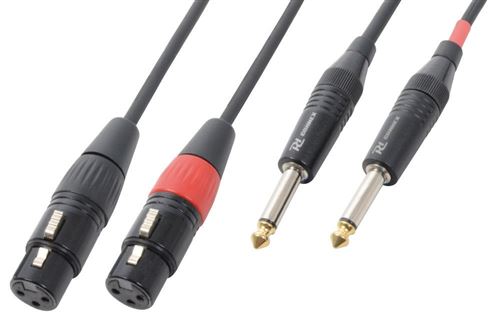 Pd Connex Câble Audio Cordon 2x Xlr Femelle - 2x Jack 6,35 Mâle Mono - 1,5m - Idéal Pour Relier Vos Enceintes De Sonorisation