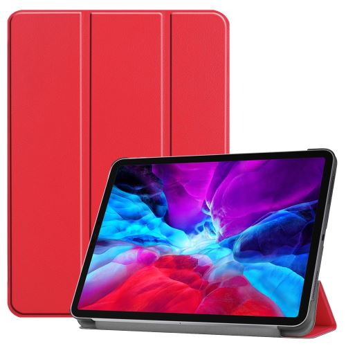 Etui en PU + TPU support à trois plis de charge au crayon de pomme avec support rouge pour votre Apple iPad Pro 12.9 pouces (2020)