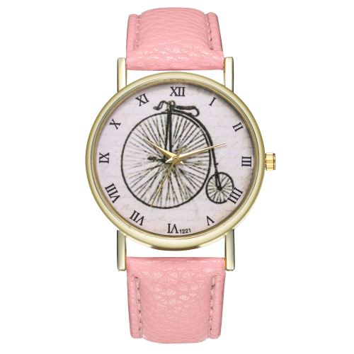 Montres vintage suisse à bicyclette pour dames de montres pour hommes montre en cuir bracelet de mode quartz horloge T221-Arose