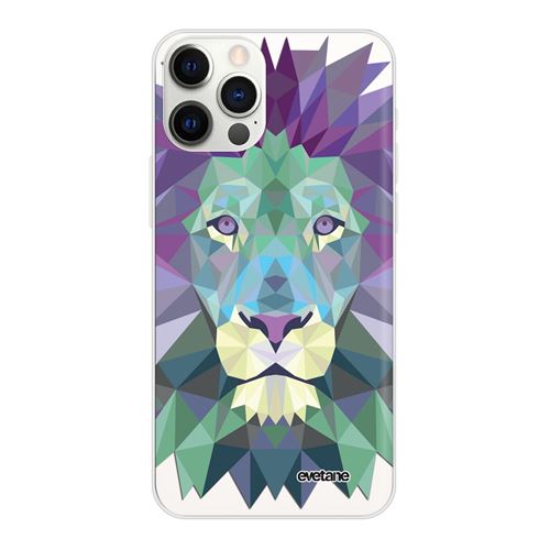 Coque pour iPhone 12/12 Pro souple transparente Lion Pastelle Motif Ecriture Tendance [Evetane®]