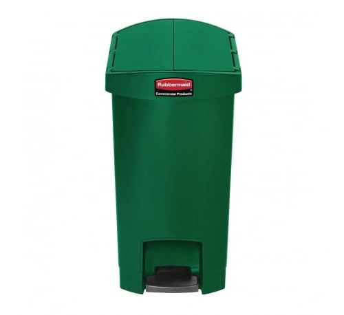 Poubelle à pédale frontale étroite 30l verte slim jim end step on