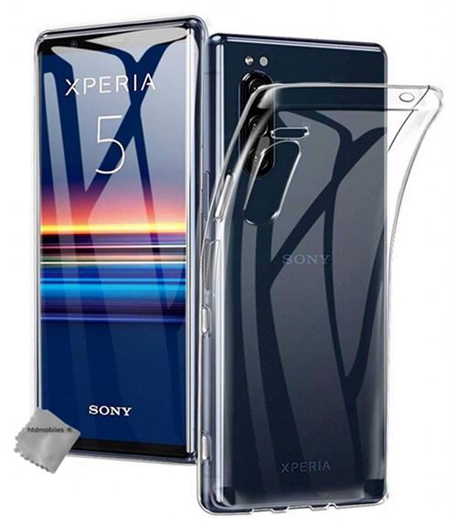 Housse etui coque silicone gel fine pour Sony Xperia 5 avec verre trempe - TRANSPARENT TPU