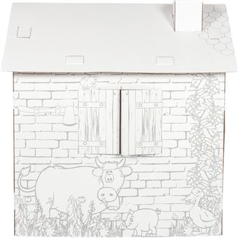 Maison en carton blanche à colorier ✔️
