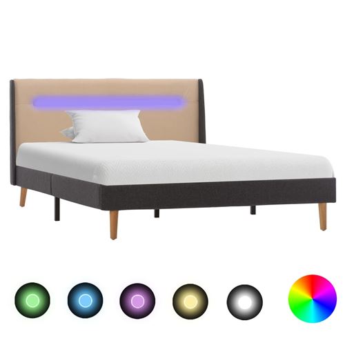 vidaXL Cadre de lit avec LED Crème Tissu 120 x 200 cm