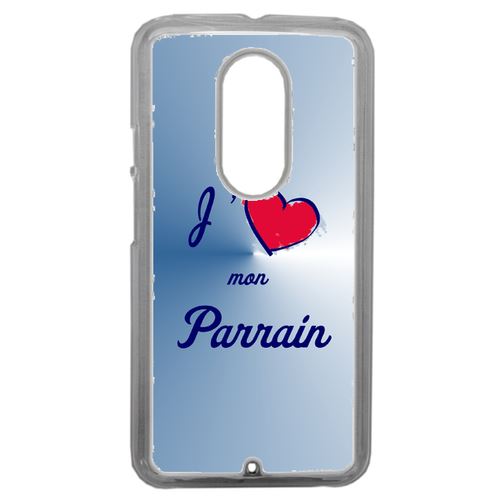 Coque J'aime Mon Parrain Bleu Compatible Motorola Moto X2 Transparent
