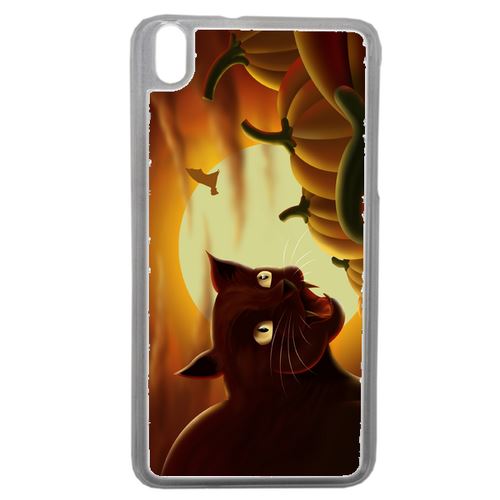 Coque Chat Noir Citrouille Compatible Htc Desire 816 Transparent