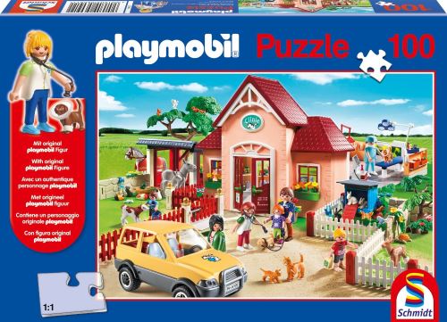Schmidt spiele - 56091 - puzzle classique - playmobil - chez le vétérinaire - 100 pièces