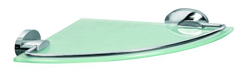 Bisk 01015 SIDE Étagère d'angle en verre givré avec support, finition chrome, 35 x 25 x 4 cm