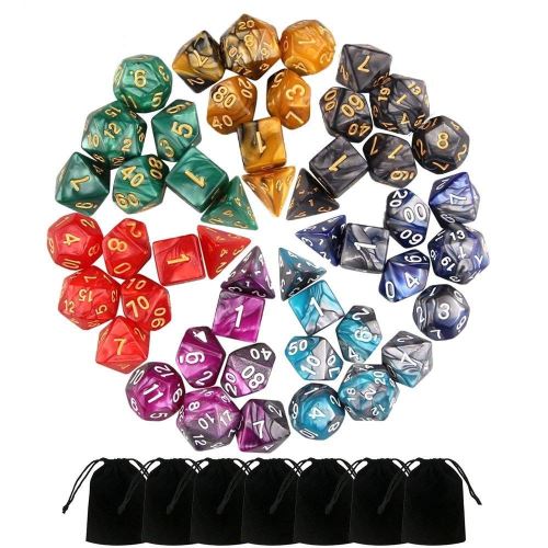 49 Pcs Double-Couleurs Polyédrique Dés pour Donjons Et Dragons Jeux de Table Multicolor RA062
