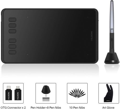 HUION H640P Tablette Graphique 8192 de sensibilité à la Pression avec Stylet sans Pile et 6 Touches de Fonction Personnalisables