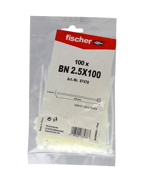 fischer Serre-câble BN 2,5x100 transparente, 87478