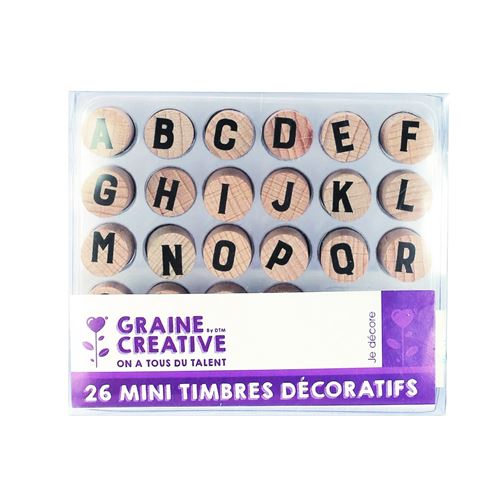 26 mini tampons en bois - Lettres de l'alphabet majuscules - Tampons  encreurs et recharge - Achat & prix