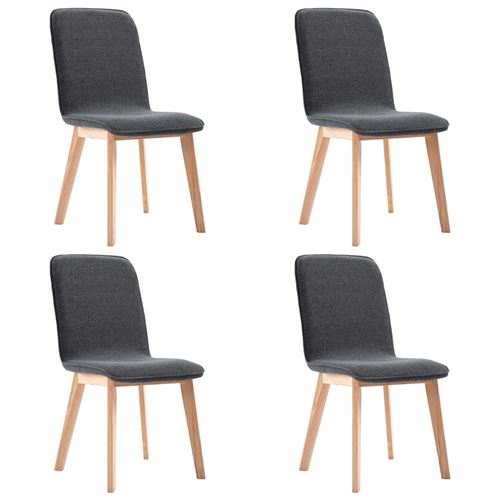 vidaXL 4 pcs Chaises de salle à manger Gris Tissu et chêne massif