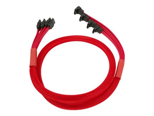 Nanoxia - SATA-kabel - Serial ATA 150/300/600 - SATA naar SATA - 85 cm - 90° connector, vergrendeld - rood