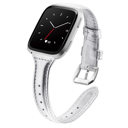 Bracelet en cuir magnifique pour Fitbit Versa 3 / Sense - Argent