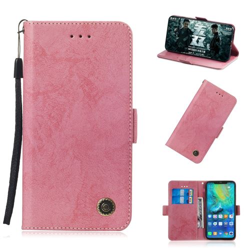Etui en PU style rétro rose pour votre Huawei Mate 20 Pro