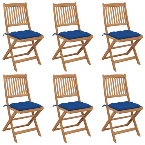 Non Communiqué Chaises Pliables De Jardin Lot De 6 Avec Coussins Bois D Acacia