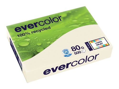 Clairefontaine Evercolor - Ivoire - A4 (210 x 297 mm) - 80 g/m² - 500 feuille(s) papier teinté recyclé