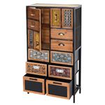 Commode à pharmacie MENDLER HWC-L38 Métal Bois Sapin Vintage Shabby-Look 120x62x33cm