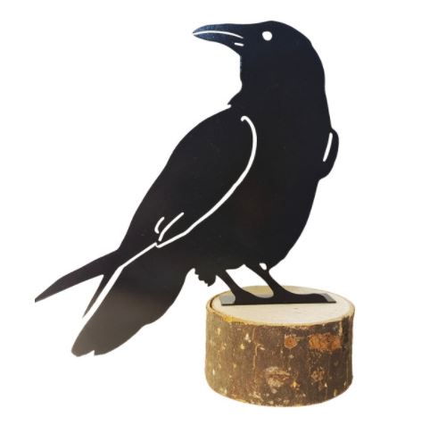 Silhouette en Métal Sculpture d'oiseau FONGWAN Corbeau Animal Décoration de jardin-Noir
