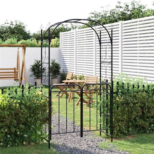 vidaXL Gartenbogen mit Tor Schwarz 108x45x235 cm Stahl