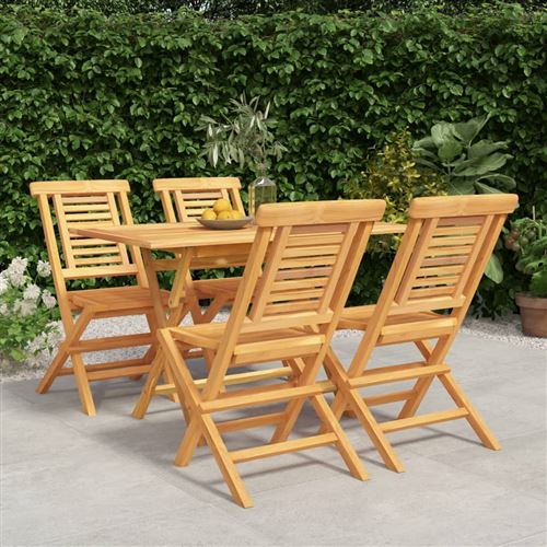 Non Communiqué Bois De Teck Vidaxl 5-Delige Tuinset Massief Teakhout3154999