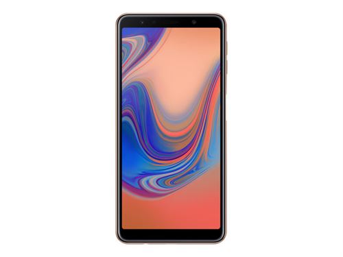 Samsung Galaxy A7 (2018) - 4G smartphone - double SIM - RAM 4 Go / Mémoire interne 64 Go - microSD slot - écran OEL - 6 - 2220 x 1080 pixels - 3 x caméras arrière 24 MP, 8 MP, 5 MP - front camera 24 MP - or
