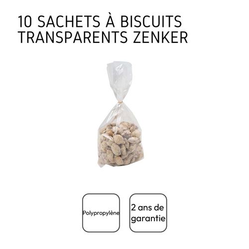 Lot de 10 grands sachets biscuits transparents Zenker ref 4346450 -  Conservation des aliments - Achat & prix