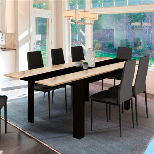 IDMarket - Table à Manger Extensible Dover 6-8 Personnes Bande Centrale  Noire Design Industriel 80-160 cm : : Cuisine et Maison