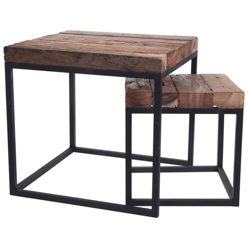 Ambiance Ensemble de tables d'appoint 2 pcs Teck