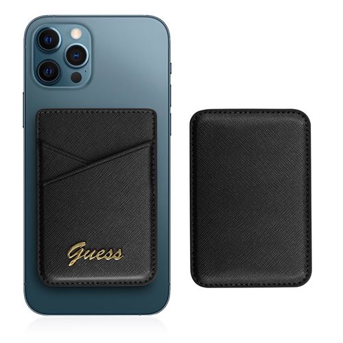 Porte-carte pour Magsafe iPhone 12 Fixation Magnétique Guess Saffiano Noir