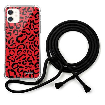 Sur Coque Cordon Pour Iphone Mini L Opard Rouge Evetane