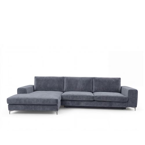 Canap&eacute; Velours Angle Gauche Gris clair Fiesole 3 Places - Gris clair